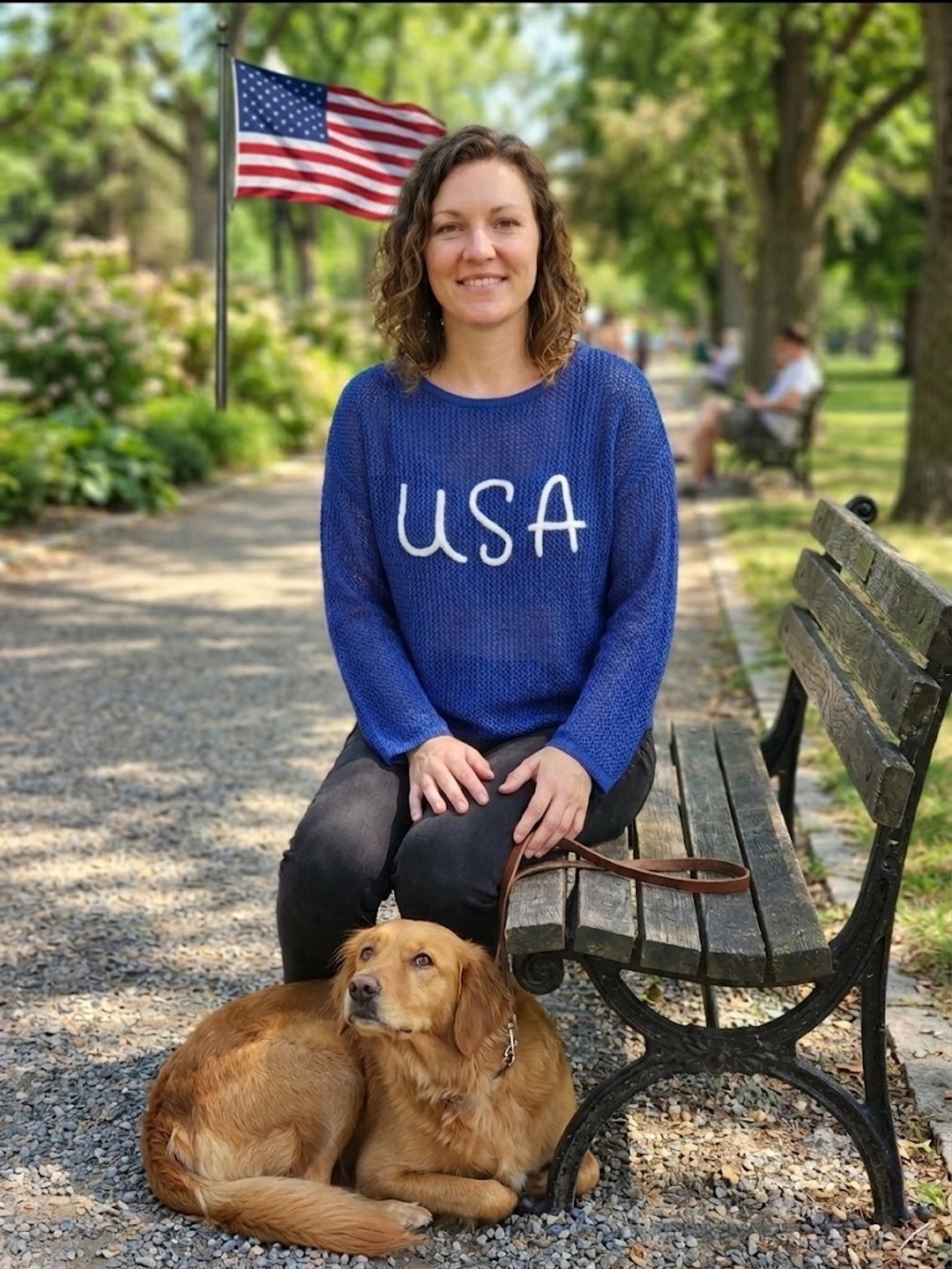 Main Strip Blue USA Knit Crewneck Sweater
